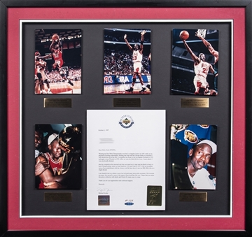 1997 Michael Jordan "Mr. June" Championship Photo Collection With Signed Letter In 37x26 Framed Display (UDA)